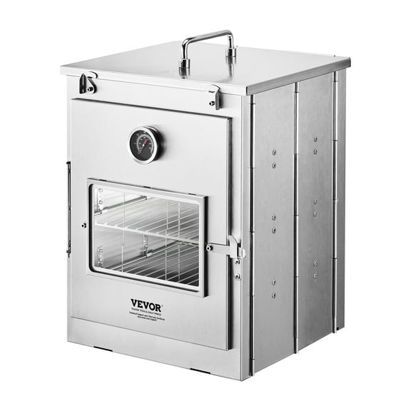 VEVOR Foldable Camping Oven, Stainless Steel Portable Camping Stove, with 3 Tier Grill, Handle and Thermometer, Use with Wood Burning Fire, Propane Stoves, for Baking Bread, Pizza, Outdoor Cooking