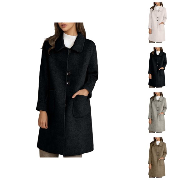 Blend Coat Winter Long Trench Warm Thick Fit Double Elegant Outerwear Fashionable Style Jacket For Ladies