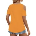 thumbnail image 3 of Womens Summer Shirts V Neck Criss Cross Cold Shoulder Tops Blouse, 3 of 5