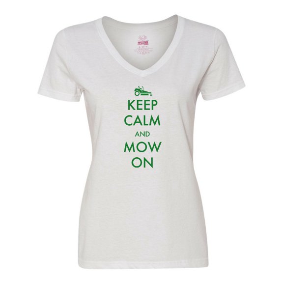 Inktastic Keep Calm and Mow on Zero Turn Women's V-Neck T-Shirt