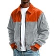 thumbnail image 2 of Bomber Jacket Men Zip Up Lightweight Corduroy Jackets Casual Stylish Fall Winter Coats Windbreaker Clothing with Pockets Orange 2XL, 2 of 4