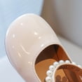 thumbnail image 4 of CUZIBR Toddler Kids Girls Dress Shoes Elegant Mary Jean Solid Color Pearl Bow Hook And Loop Ankle Strap Flat Sole Stylish Dressy Lightweight Wedding Party Princess Shoes,White,2-2.5 Years, 4 of 9