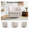 thumbnail image 5 of Bonzy Home 360° Swivel Accent Chair, Upholstered Velvet Barrel Chair with Plush Padded Backrest, Modern Swivel Armchair for Living Room Bedroom, White, 5 of 7
