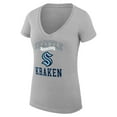 thumbnail image 2 of Women's G-III 4Her by Carl Banks Heather Gray Seattle Kraken Super-Slim Fit Lightweight Team Logo Graphic V-Neck T-Shirt, 2 of 3