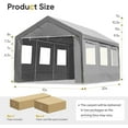 thumbnail image 4 of ADVANCE OUTDOOR 10x20 ft Heavy Duty Carport with Roll-up Ventilated Windows & Removable Sidewalls Car Canopy Garage Boat Shelter Party Tent, Adjustable Peak Height from 9.5ft to 11ft, Gray, 4 of 11