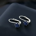 thumbnail image 3 of Gem Stone King 925 Sterling Silver Blue Sapphire Earrings for Women (2.00 Cttw, Round 6MM), 3 of 4