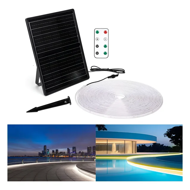 Tiras Led Solar Exterior 20m 200w Ip65 Luz Blanca Fría Blanco Frío