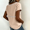 thumbnail image 5 of YUGYXL Spring T-Shirts for Women Short Sleeve Crewneck Loose Fit Casual Summer Tops Lightweight Lace Patchwork Tee Beige Tops XL, 5 of 6