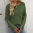 thumbnail image 2 of UTSJKR Women's Knit Sweaters with Chest Pockets Deals Classic Solid Crew Neck Sweaters Casual Loose Comfy Basic Pullover Jumper Tops Long Sleeve Tops 2024 Fashion Green L, 2 of 6