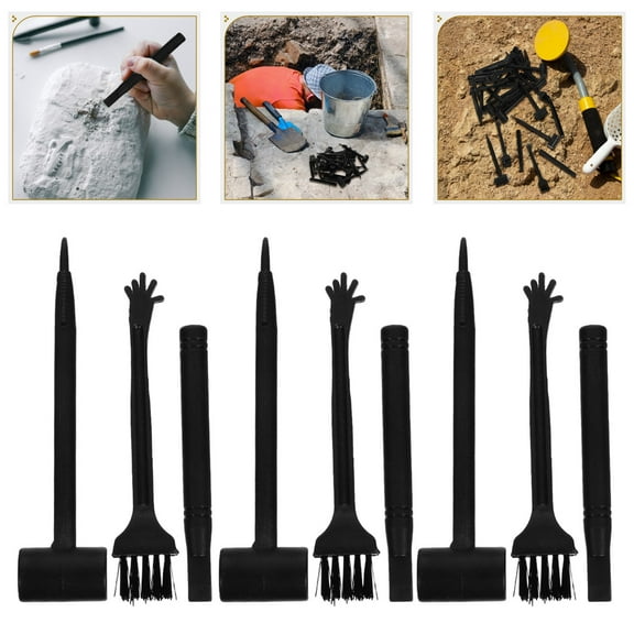GAXIRE Archaeology Exploration Kit with Black Plastic Hammers, Chisels, and Brushes - 10 Science Excavation Sets