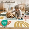 thumbnail image 4 of ODIKA 6'x9' Muted Pastel Springtime Harmony Design Washable Area Rug Chic Mid-Modern Motifs with Playful Floral Easy Care, Non-Shedding, for Queen Size Bedroom Under Bed Master Suite, 4 of 7