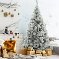 thumbnail image 6 of 6 Ft Premium Snow Flocked Full Artificial Frosted White Fake Christmas Tree, Reinforced Metal Base, Home, Office, Party, Holiday Indoor Decoration, 6 of 7
