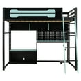thumbnail image 5 of Harper & Bright Designs Full Size Gaming Loft Bed with Desk and Storage Shelves, Full Wood Low Loft Bed Frame with LED Lights, USB Ports and Pegboard, Black+Blue, 5 of 18