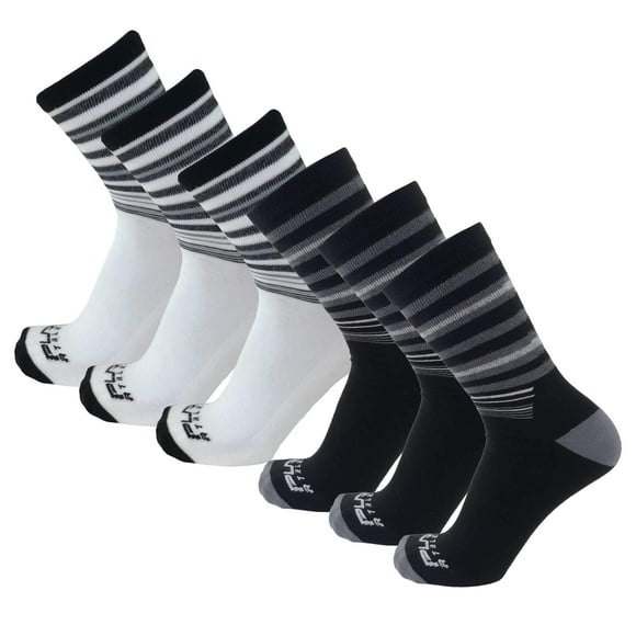 Pure Athlete Chaussettes pour Diabétiques pour Hommes Femmes - Coupe Ample, Dessus Non Contraignant, Neuropathie, Longueur Mi-Mollet, 3, 6 Paires Paquets (6 Paires - Blanc/noir(3)-Noir/blanc(3), G/TG)