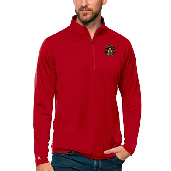 Men's Antigua Red Atlanta United FC Tribute Quarter-Zip Pullover Top