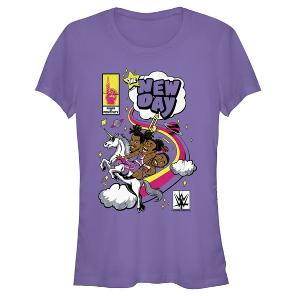 Junior's WWE New Day Unicorn Comic Graphic Tee Purple Large