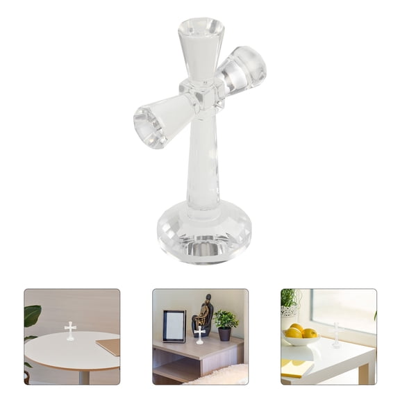WHAMVOX Transparent White Crystal Cross Decor for Home and Office Decoration Unique Tabletop Figurine 7.5 Inches