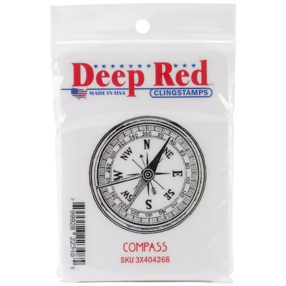 Deep Red Stamps Compass