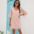 thumbnail image 2 of Womens Summer Short Sleeve V Neck Dress Chiffon Swiss Dot Flowy Short Dress-M, 2 of 5