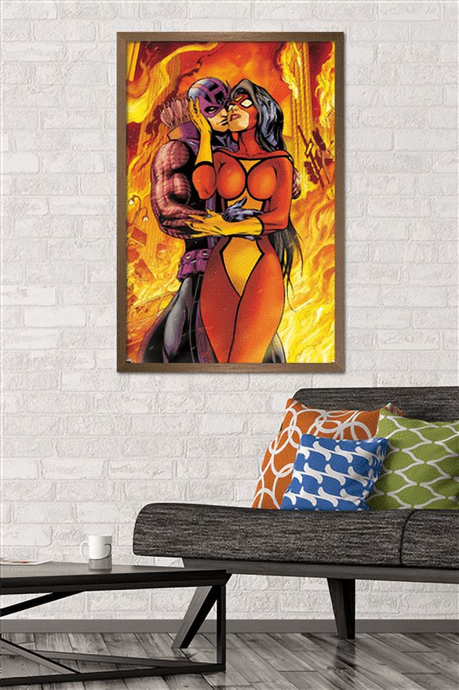 Marvel Comics - Hawkeye and Spider Woman - Avengers #17 Wall Poster, 22.375" x 34", Framed