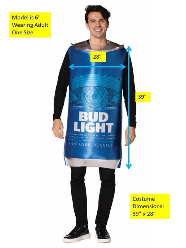 Bud Light Beer Can Blue Party Halloween Costume, Adult One Size - Walmart.com