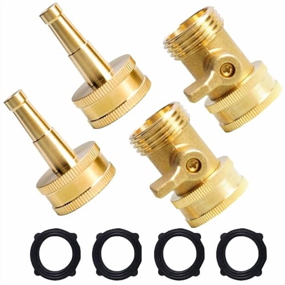 2 Set Heavy Duty Brass Hose Nozzle,Pressure Jet Nozzle with Hose Shutoff Valve,3/4" GHT Nozzles for Garden Hose,Car Wash,Extra 4 Rubber Washers