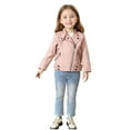 thumbnail image 4 of Boys Girls Jacket PU Leather Zipper Stylish Motorcycle Biker Jackets Cold Weather Long Sleeve Windproof Warm Winter Indoor Outdoor Rain Outside Jacket Pink 9-10 Years, 4 of 6