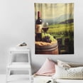 thumbnail image 4 of ONETECH  Wine Tapestry Twin Size, Italy Tuscany Landscape Rural Vineyard Autumn Harvest Grapes Drink Viticulture, Wall Hanging Bedspread Bed Cover Wall Decor, Green Black Brown, 4 of 7