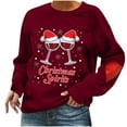 thumbnail image 1 of Hauts de Noël pour Femmes Manches Longues Automne et Hiver Pull Imprimé de Noël Col Rond Manches Longues Blouse Unie Chandails en Molleton Sexy Décontracté, 1 of 4