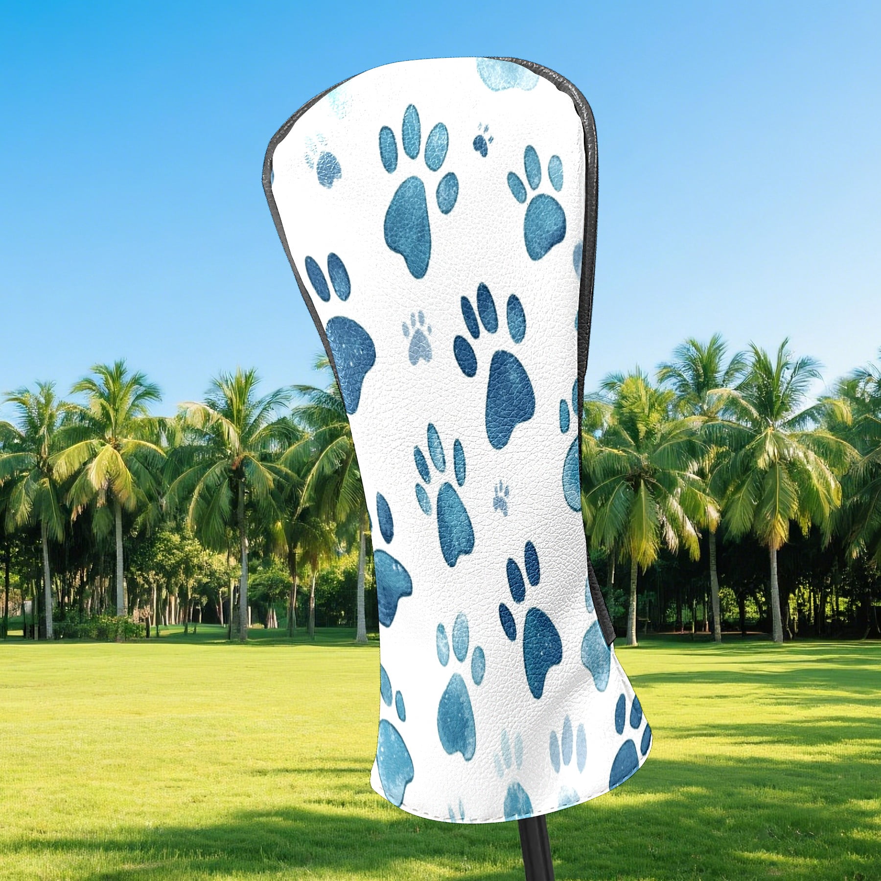 Golf Club Covers PU Leather Waterproof Head Covers for Fairway Woods Hybrids Cute Paw Prints Unisex Fits Most Brands