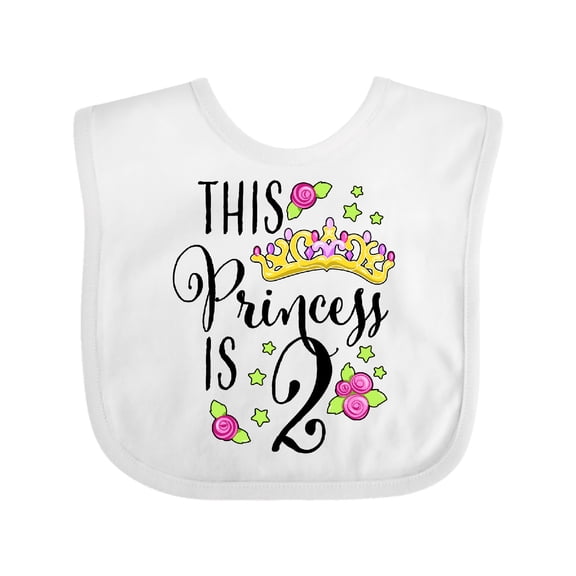 Inktastic This Princess is Two Second Birthday Girls Baby Bib
