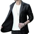 thumbnail image 3 of Men's Leather Jacket with Suit Collar, Casual Leather Coat Wine XXXXL, 3 of 8