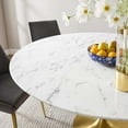 thumbnail image 7 of Modway Lippa 	60" Round Artificial Marble Dining Table in Gold White, 7 of 7