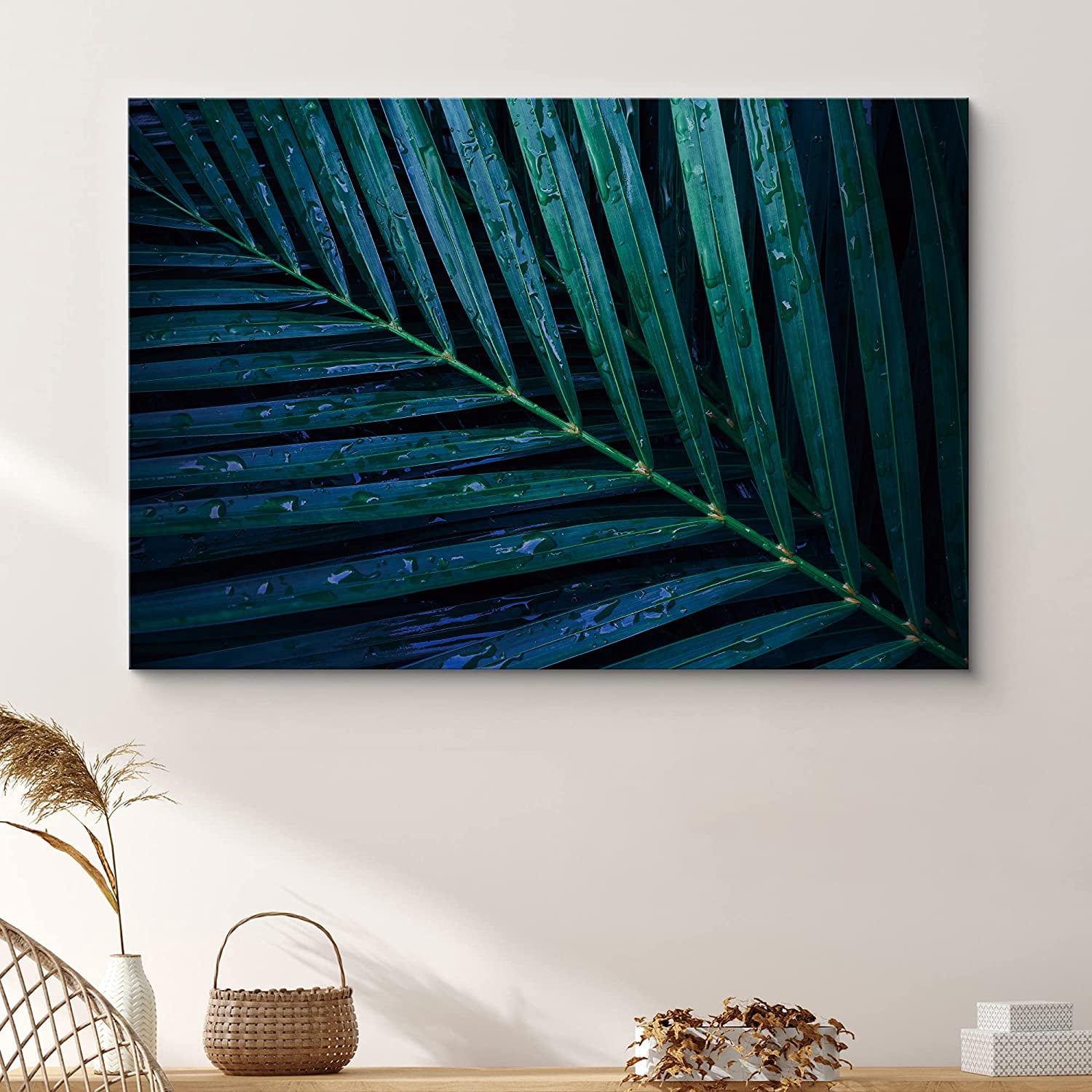 PixonSign Canvas Print Wall Art Blue-Green Palm Leaf Nature Wilderness ...