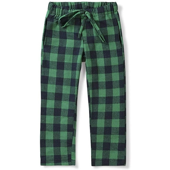 Boy's Cotton Woven Pajama Lounge Pant, Plaid Soft Sleepwear