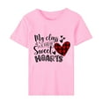 thumbnail image 5 of ICHUANYI Women's T-shirt Valentine's Day Letter Print Shirts Short Sleeve Crew Neck Tops Cloth New Trending, 5 of 5