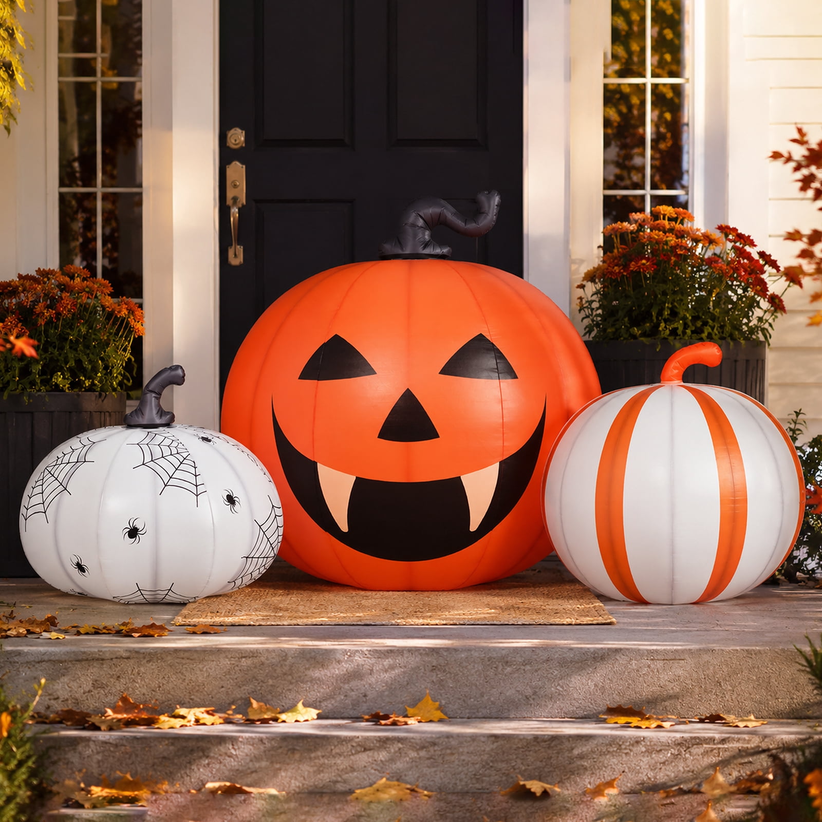 FUNBOY Inflatable Pumpkin 3-Pack Halloween Decorations Outdoor with Bonus Ghost