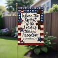 thumbnail image 3 of Patriotic America Forever Christian Garden Flag 12 x 18 inch Double Sided Religious Where the Spirit of the Lord is There is Freedom 2 Corinthians 3:17 for July 4th Faith Seasonal, 3 of 6