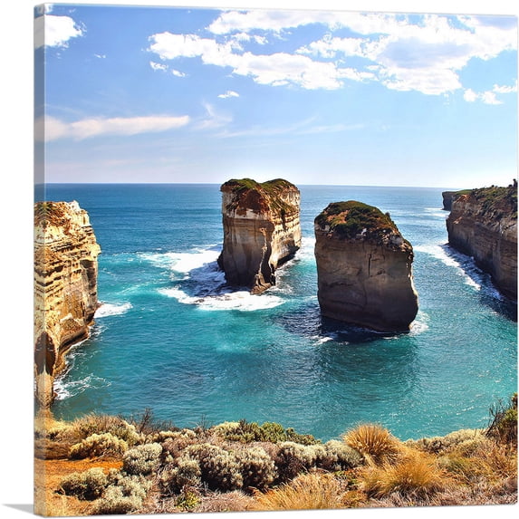 ARTCANVAS Cliffs on the Coast of Australia Canvas Art Print - Size: 18" x 18" (0.75" Deep)