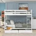thumbnail image 2 of CHURANTY Full Over Full Bunk Bed with 2 Drawers, Solid Wood Platform Bed with Ladder, Full Length Guardrail and Headboard, No Spring Box Needed, 2 of 13