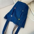 thumbnail image 2 of Fashion Denim Bucket Bag, Colorful Button Decor Shoulder Bag, Aesthetic Plaid Pattern, 2 of 5