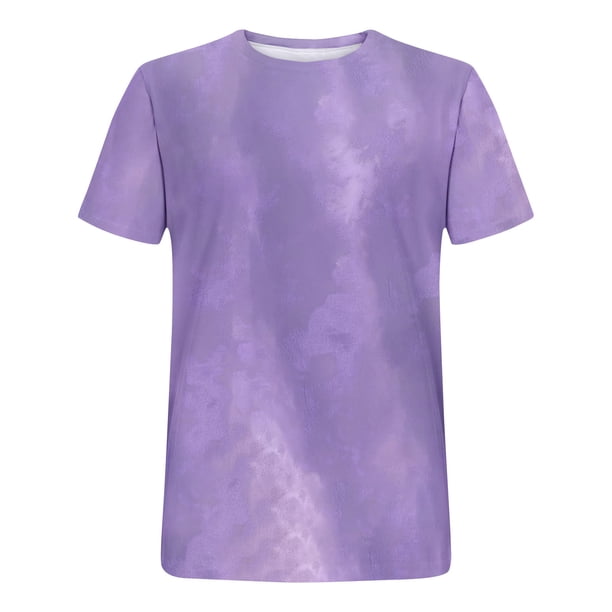 Zekutng Shirts for Men Cotton-Look Tie-Dye Print Short-Sleeve