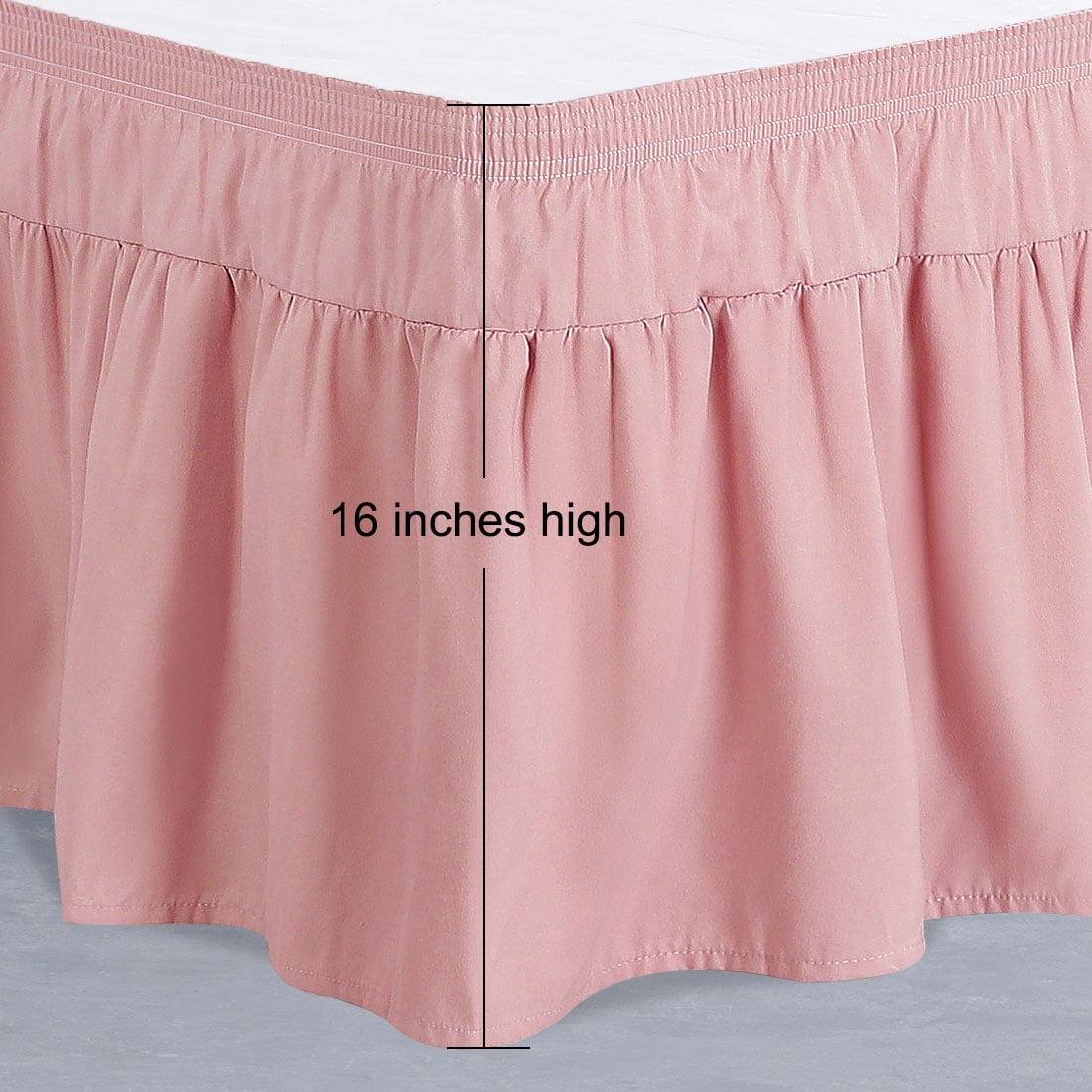 PiccoCasa 1Pcs Polyester Brushed Bed Skirt Elastic Dust Ruffles 16 Inch Drop Full Pink