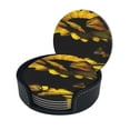 thumbnail image 3 of Beautiful Sunflower Butterfly Coasters With Leather Holder Set Of 6 Round Coasters for Home and Kitchen Decor, 3 of 7