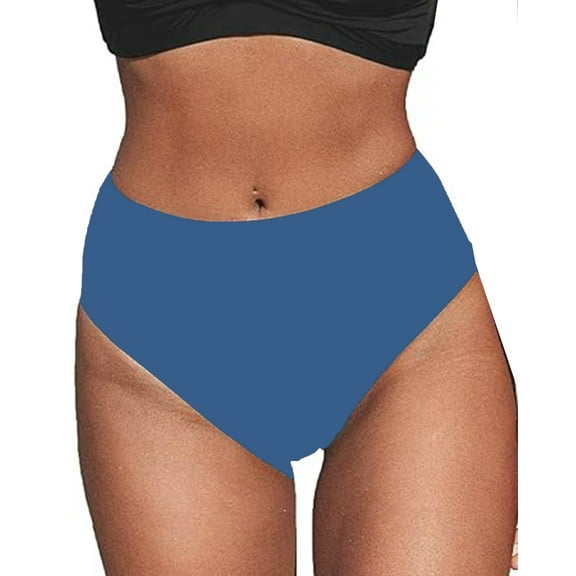Sociala Womens High Cut Bikini Bottoms High Waisted Solid Swim Shorts