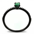 thumbnail image 4 of Womens Black Green Ring Anillo Para Mujer Stainless Steel Ring with AAA Grade CZ in Emerald Avellino, 4 of 4