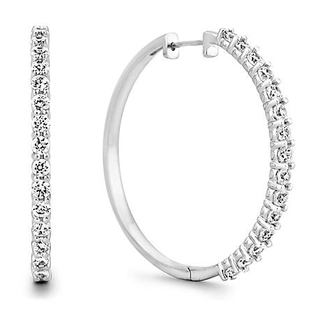 1 Carat Diamond Hoop Earrings in Sterling Silver for Women