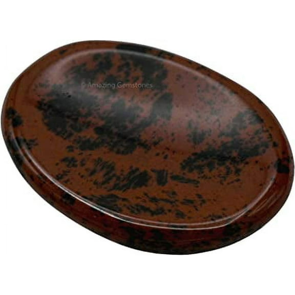 Mahogany Obsidian Crystal Thumb Worry Stone for Anxiety