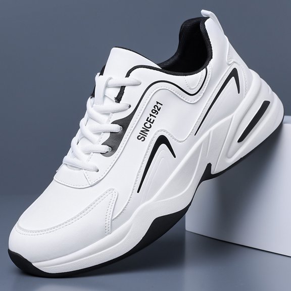 Men's Leather Waterproof Platform Dad Shoes Casual Walking Sneakers