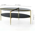 thumbnail image 2 of Rectangle Coffee Table Mid-Century Modern Design L W x H for Living Room - Structure Amber Glass Top and Walnut MDF Shelf Sleek Conical Metal Legs with Gold Finish, 2 of 9